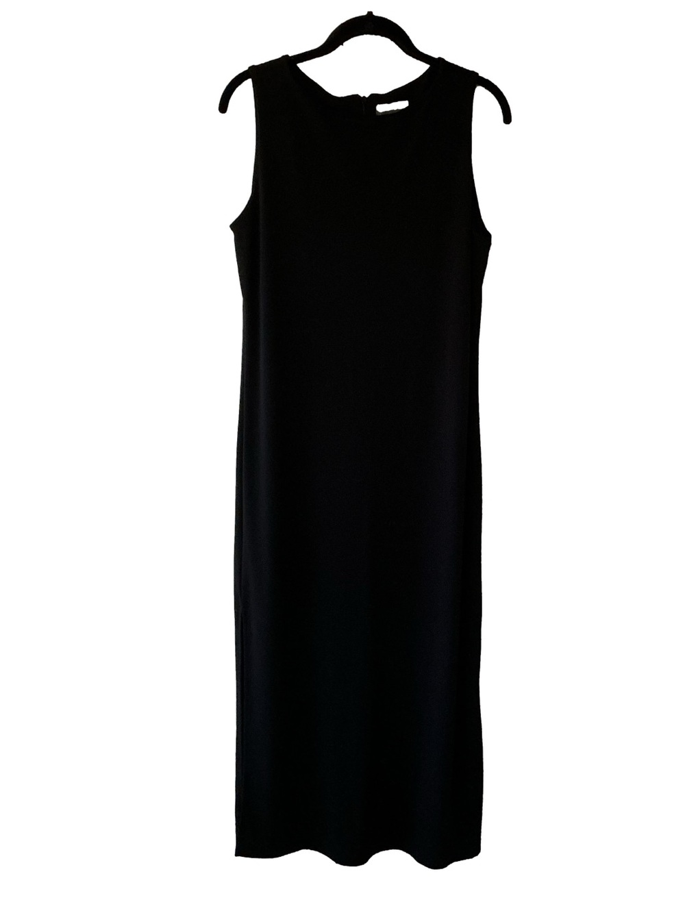 Banana Republic Sleeveless Stretch Knit Maxi Dress Double Side Slits Black Sz L
